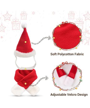 NANSAM Dog Christmas Hat and Scarf Set - Adjustable Red White Pet Accessories for Kittens and Puppies | Perfect Holiday Outfit - Buy Online on GoSupps.com