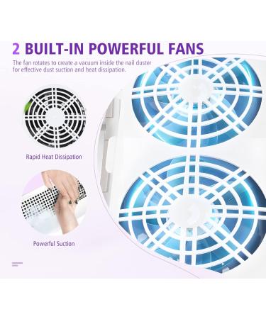 Saviland 80W Nail Dust Collector - Powerful Salon Dust Extractor with 2 Fans, 2 Bags, One Button Control for Acrylic, Dip Powder, Gel Polish - Purple - Buy Online on GoSupps.com