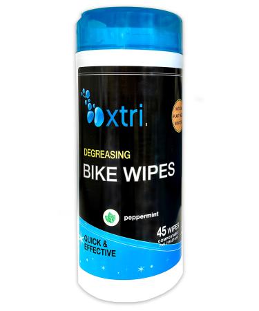 Xtri Bike Wipes - 45 Degreasing Wet Wipes  Safe Natural Peppermint - by Jasmine Seven 45 Count (Pack of 1)
