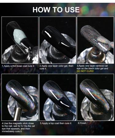 Major Dijit 15ML Rainbow Holographic Cat Eye Gel Nail Polish - Magnetic Glitter Phantom Chameleon Effect - Soak Off LED UV Gel - Includes Magnet Stick - Buy Online on GoSupps.com