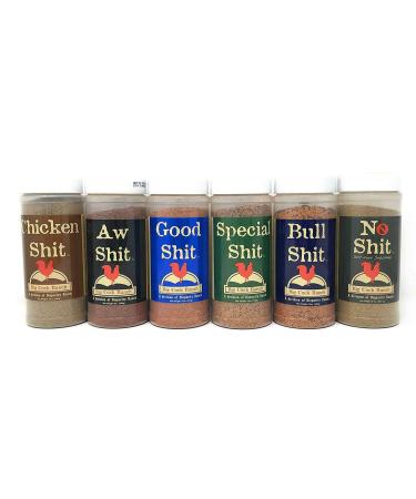 Big Cock Ranch Big 6 Sampler (Pack of 6 Seasonings with 1 each of Bull, Special, Good, Aw, Chicken, and No) 6.8 Ounce (Pack of 6)