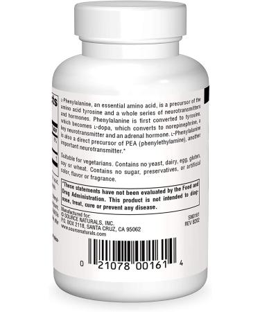 Source Naturals L-Phenylalanine 500 mg - 100 Tablets | Natural Mood & Energy Support - Buy Online on GoSupps.com