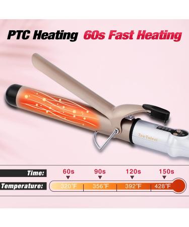 Ten-Tatent 32mm Ceramic Tourmaline Curling Tongs - Dual Voltage Curling Wand for Long & Short Hair - Adjustable Heat - White - Buy Online on GoSupps.com