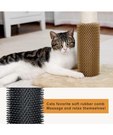PEQULTI Cat Scratching Post with Sisal Rope, Brush, and Pompom - Grey - Buy Online on GoSupps.com