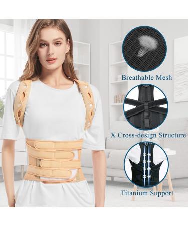 Back Brace Posture Corrector - Adjustable Support for Neck & Shoulders Pain Relief | Large Pink for Men & Women - Buy Online on GoSupps.com
