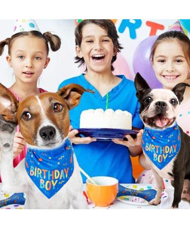 Dog Birthday Bandana Birthday Dog Bandana Boy Triangle Scarf Triangle Dog Scarfs Bandanas for Small Medium Dogs Pets Birthday Party Supplies (Blue) - Buy Online on GoSupps.com