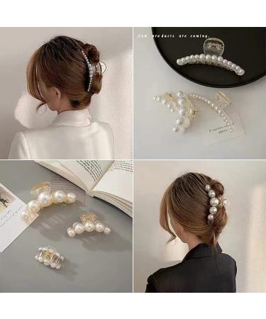 Agirlvct Pearl Hair Claw Clips - Strong Hold Styling Barrettes Gift Set for Women Girls - Non-Slip Hair Accessories (4 Pack) - Buy Online on GoSupps.com