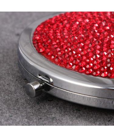 Minkissy 1pc Small Mirror Crystal Mirror Compact Cosmetic Mirror Double Side Mirror Pocket Mirror for Women Small Compact Mirror Circle Mirrors Makeup Mirror Mini Beauty Mirror Travel Red - Buy Online on GoSupps.com
