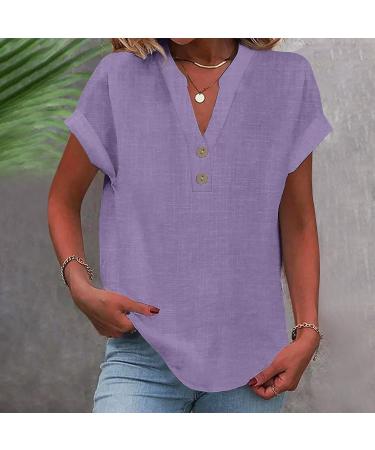 Shop Golatcr Women's V-Neck T-Shirt - Cotton Long-Sleeved Blouse Stylish Printed Tops in White & Purple Perfect for Summer - International Shipping Available - Buy Online on GoSupps.com