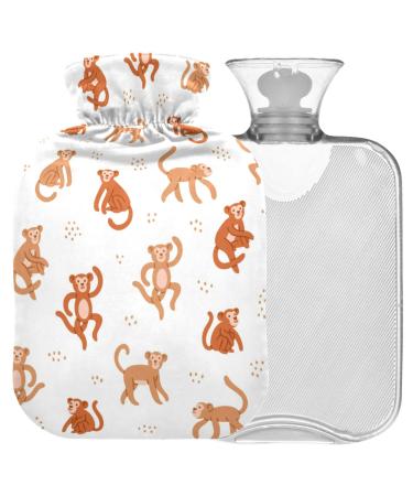 Naanle monkeys cartoon hot bottle with reference transparent hot water bottle 1l heat bottle for bed handfoot warmer pain relief heat and cold therapy
