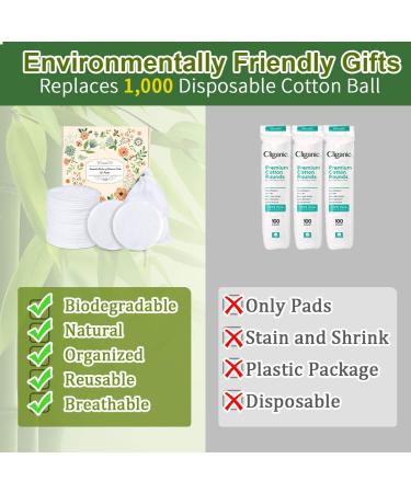 ProCIV Reusable Makeup Remover Cotton Pads 18-Pack - Organic Bamboo, Washable, Eco-Friendly, for All Skin Types - Includes Laundry Bag - Woman's Gift - Buy Online on GoSupps.com