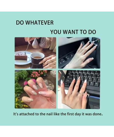 Buy Press On Nails - Medium Square Nude with Leaf Designs | 24 PCS Acrylic Fake Nails & Glue for Women & Girls - Buy Online on GoSupps.com