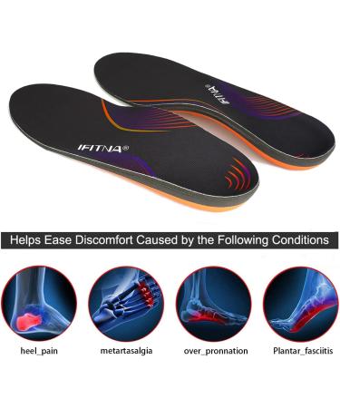 Arch Support Orthotic Insole for Flat Feet & Plantar Fasciitis - UK-5 (Size 9.44) Black - Buy Online on GoSupps.com