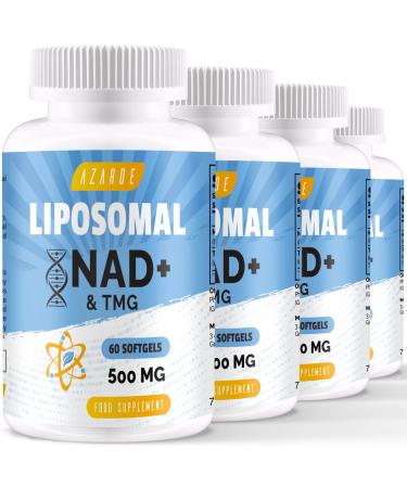 Liposomal NAD+ Softgels 500mg with TMG 250mg More Efficient Than Nicotinamide Riboside Supports Cellular Energy & Healthy Aging (240 Softgels (Pack of 4))