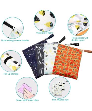 AUPOWER 4 Pcs Cloth Nappy Wet Bags | Reusable Waterproof Wet Dry Bag for Baby | Beach Pool Daycare Gym Diaper Travel | Black - Buy Online on GoSupps.com
