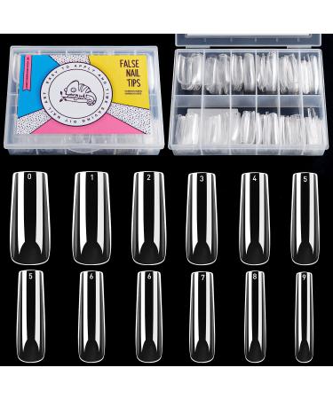 Chameleon Long Square Nails Tip - 240pcs Clear French Nail Tips Full Cover Nail Tips Fake Nail Full Cover With Box For Nails Salons and DIY Nail Art  10 Sizes Z-Long Square - Buy Online on GoSupps.com