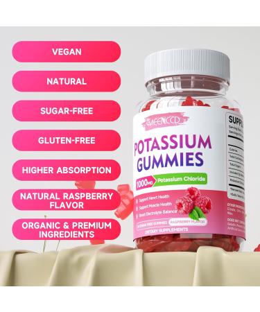 Potassium Gummies Potassium Chloride 1000mg for Adults Sugar-Free Potassium Supplement Gummies Support Electrolyte Balance & Leg Cramps for Women & Men Raspberry Flavor 60 Count 60 Count (Pack of 1) - Buy Online on GoSupps.com