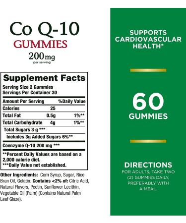 Natures Bounty CoQ10 Gummies - 200mg Peach Mango Flavor - 60 Count | Supports Heart Health - Buy Online on GoSupps.com