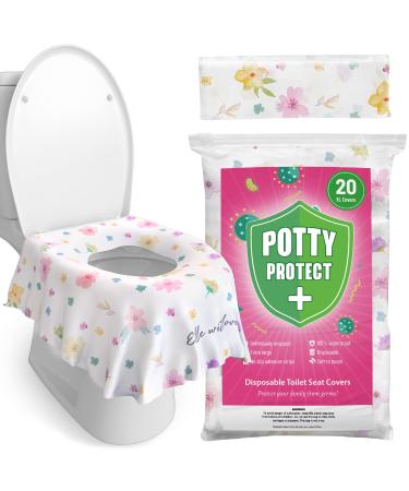 20 Pack Extra Large Disposable Toilet Seat Covers (Floral) by Eli with Love  Toddler Toilet Covers for Full Coverage On Toilet or Potty  Ideal Travel Toilet Seat Covers for Both Kids and Adults