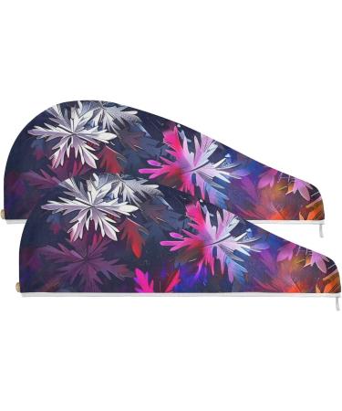 Rainbow Abstract Snowflakes Hair Towel 2 Pack | Super Absorbent Quick Dry Hair Turbans for Women & Girls - Buy Online on GoSupps.com