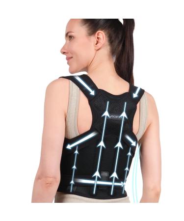 Back Brace Posture Corrector for Women and Men Shoulder Straightener Adjustable Full Back Support Upper and Lower Back Pain Relief - Scoliosis Hunchback Hump Thoracic Spine Corrector S Small Black