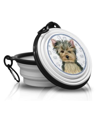 Yorkshire - Yorkie - foldable portable drinking bowl with carabiner for on the go. Food bowl pet bowl. Handy and unique.