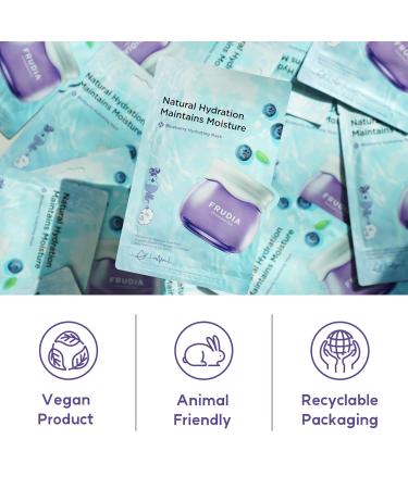 FRUDIA WELCOS Blueberry Hydrating Mask - Vegan Moisturizing Face Mask with Blueberry Extract & Panthenol | Korean Skin Care for All | Pack of 10 - Buy Online on GoSupps.com