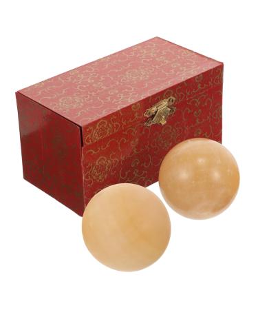 Beaupretty 2 STK Chinese stone ball Handballs for muscle roller massage gift massage ball marble balls Massage-Baoding balls baoding ball different massage globe handball fitness 5.50x5.50cm yellow