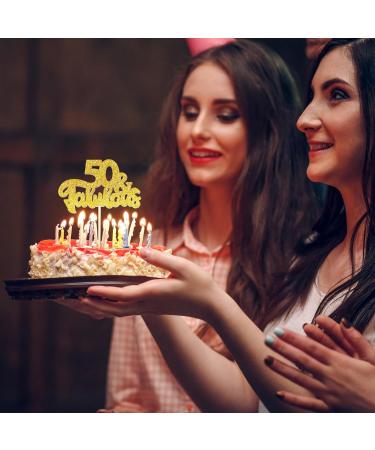 FoldTier 100 Pcs Happy 50th Birthday Cupcake Toppers Glitter Fifty 1974 Cupcake Picks Cheers to 50 Years Fabulous Cake Decorations for 50th Birthday Wedding Anniversary Party Supplies(Gold) - Buy Online on GoSupps.com