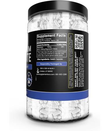 Pure Magnesium Citrate 730 Capsules - Lab Verified, No Fillers - 730 Count - Buy Online on GoSupps.com