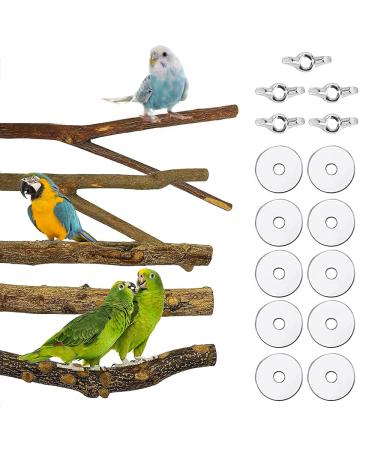 Gobesty Bird Perch Stand Bird Cage Accessories 5 PCS Bird Parrot Perches Natural Wood Parrot Perch Bird Cage Branch for Parakeets Cockatiels Conures Macaws Finches Love Birds