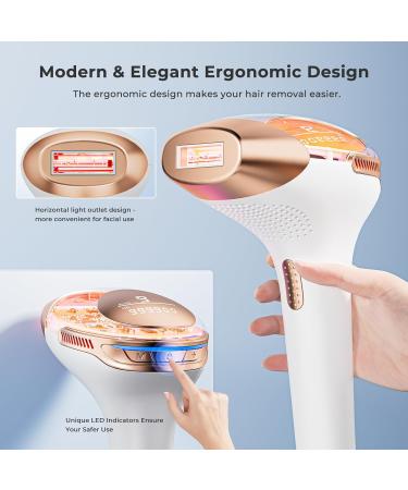 LUBEX 21J Laser Hair Removal Device - 3-in-1 IPL System for Women/Men - 9 Energy Levels - 999,900 Flashes - Perfect Hair Removal for Legs, Bikini, Face - Gold - Buy Online on GoSupps.com