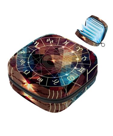 Storage bags for women's bandages art constellation twenty-eight star patterns portable menstrual cardboard panty liners tampons women's bandages storage holder for women school office multicolored