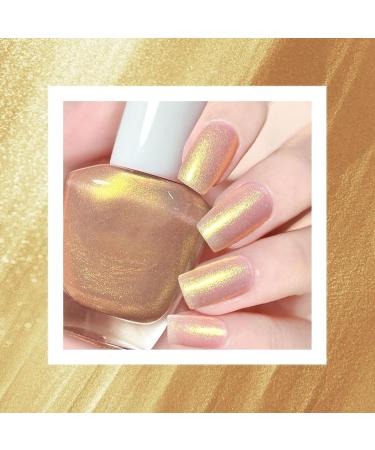 Nude Pearl Glitter Nail Polish Shimmering Golden Shell Spiral Holographic Shimmer Quick Dry Nail Varnish Pearlescent Shining Sparkling Long Lasting No Need Cure Gift for Women & Girls - Buy Online on GoSupps.com