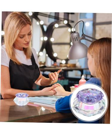 Angoily Nail Art Crystal Cup Makeup Storage Jar Clear Nail Polish Transparent Nail Polish Nail Diamonds Travel Containers for Creams Makeup Container Purple Cosmetic Cover Glass 6.5x8cm Purple - Buy Online on GoSupps.com