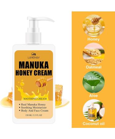 Manuka Honey Cream Face Moisturizer and Body Lotion for Dry Skin Hydrating & Firming Face & Body Skin Care Daily Lotion Lightweight Non-Greasy Anti Wrinkle Honey Facial Cream for Women & Men - Buy Online on GoSupps.com