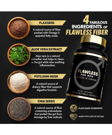 FLAWLESS FOR MEN Fiber Supplement - Extra Strength Digestive Cleanliness Support - 120 Vegan Capsules - Buy Online on GoSupps.com