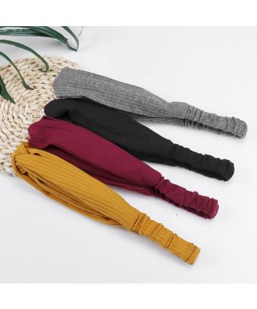 AWUMBUK Non-Slip Headbands for Women - 8 Pack Solid Color Knotted Hair Bands for Yoga and Summer - Hair Accessories for Girls - Buy Online on GoSupps.com