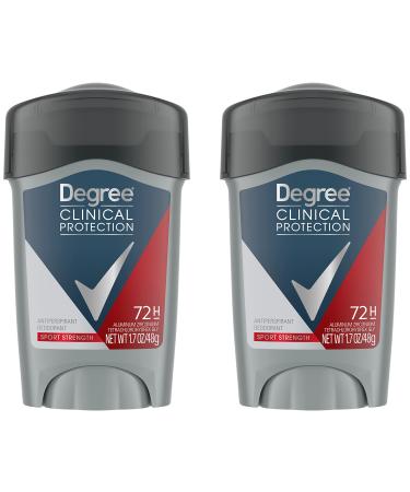 Degree Men Clinical Strength Deodorant Antiperspirant Sport for Profuse Sweating 1.7 Ounce (Pack of 2) Clean 1.7 Ounce (Pack of 2)