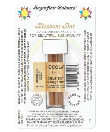 Sugarflair Chocolate Blossom Tint Food Colouring and Dusting Powder Matt Finish Brush On or Mix with Rejuvenator Spirit to Create a One of A Kind Cake - 7ml