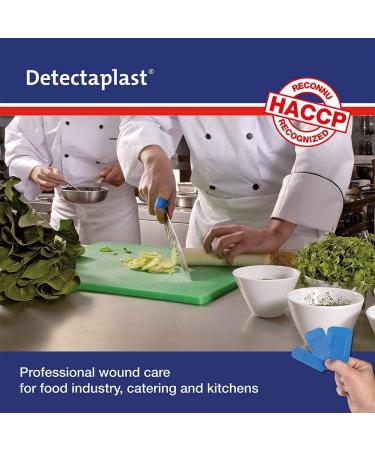 Metal Detectable Blue Elastic Plasters 25x72mm - 100 Strips | Catering First Aid Essential for Food Handling Environments - Buy Online on GoSupps.com