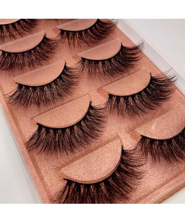 HBZGTLAD 5 Pairs Fluffy False Eyelashes Natural Faux Mink Strip 3D Lashes Pack (51#)