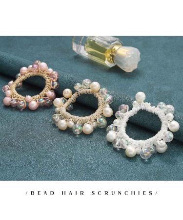Brinie Beads Hair Ties - Black Pearl Elastic Scrunchies for Women and Girls (Pack of 3) - Buy Online on GoSupps.com