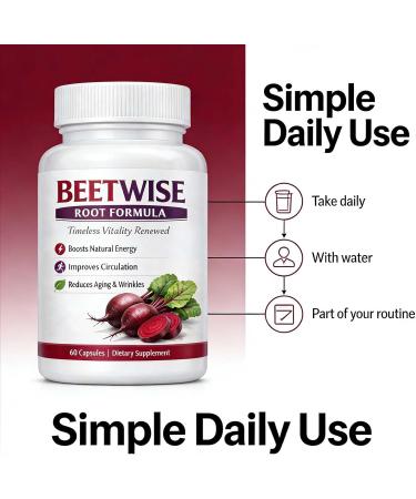 Tufonra Beetwise Root Formula | Cold Pressed - Beetroot Supplement Organic Vegan-Friendly Non-GMO 60 Capsules (2 Bottles) - Buy Online on GoSupps.com