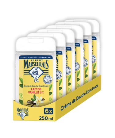 Le Petit Marseillais - Extra Gentle Shower Cream Organic Vanilla Milk (pack of 6 bottles of 250 ml) - 92% gold ingredients
