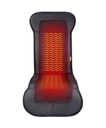 CARSHION Heated Seat Cover Longer in Size Pu Leather with Fast-Heating Technology for Back Waist Thighs to Reduce Stress