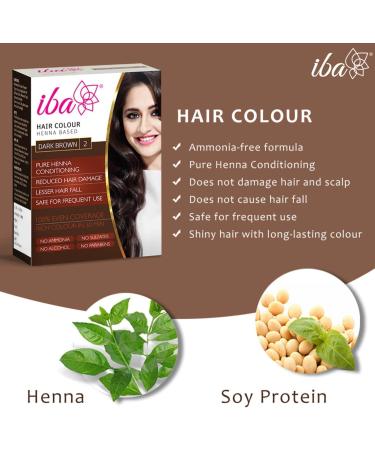 IBA Hair Colour - Dark Brown 10g (Pack of 7) | Pure Henna Based Powder Sachet | Naturally Coloured Hair & Long Lasting Conditioning | Reduced Hair fall & Hair Damage - Buy Online on GoSupps.com