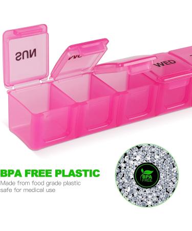 Buy XL Pink Pill Organizer - Extra Large Weekly & Daily Cases for Vitamins Fish Oil & Supplements - Buy Online on GoSupps.com
