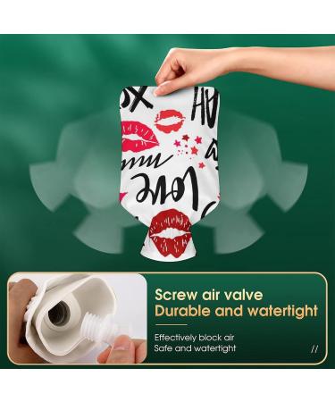 Hot Water Bottle with Lid - Lips Kisses Pattern | Rubber Bag for Pain Relief Cramps & Foot Warmer - Hot & Cold Therapy - Buy Online on GoSupps.com