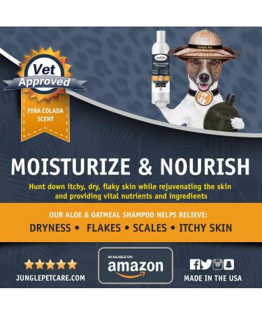 Jungle Pet Aloe Oatmeal Shampoo for Dogs - Hypoallergenic Sensitive Skin Formula - 12 oz - Buy Online on GoSupps.com